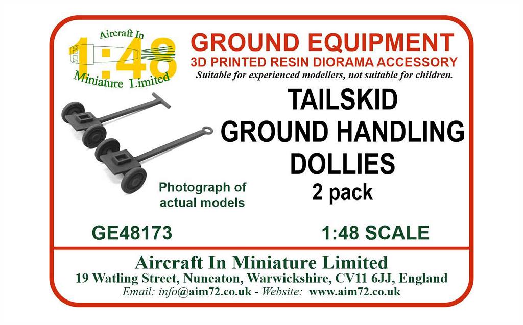 AIM - Ground Equipment GE48173 1:48 Tailskid Ground Handling Dollies (2 Pack)