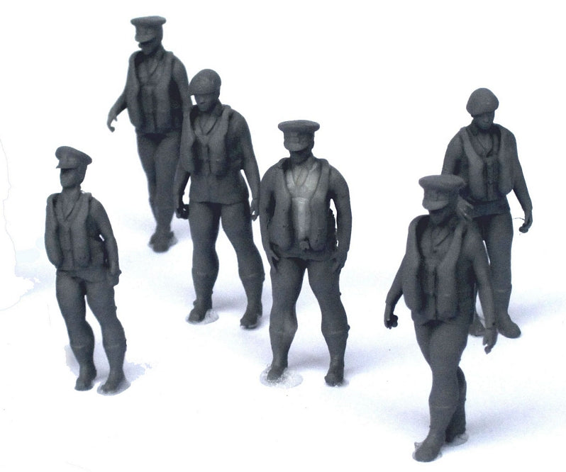 AIM - Ground Equipment GE48301 1:48 RAF aircrew - standing - 60s/70s - set of six 1:48 (3D-Printed) resin figures
