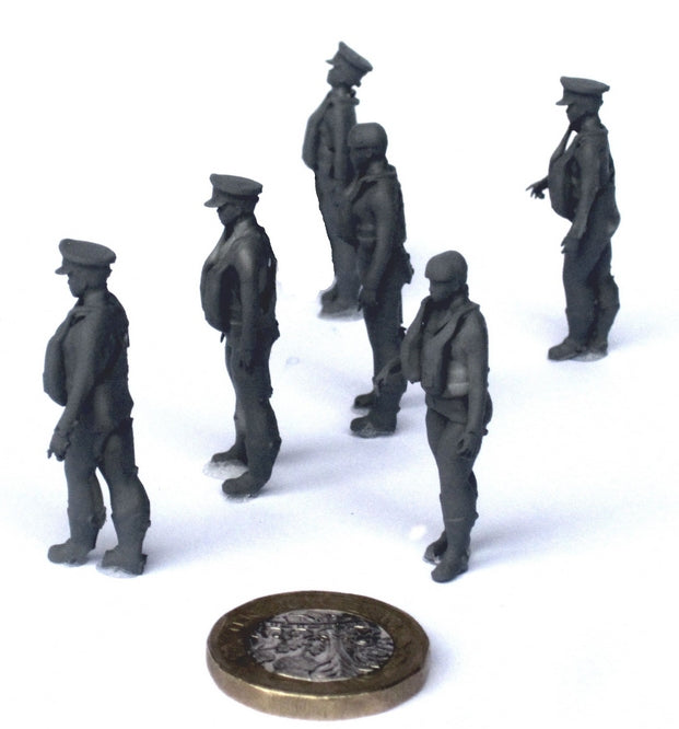 AIM - Ground Equipment GE48301 1:48 RAF aircrew - standing - 60s/70s - set of six 1:48 (3D-Printed) resin figures