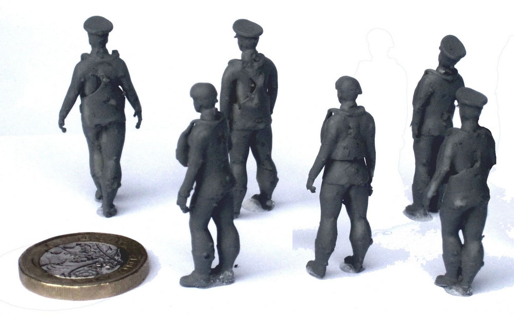 AIM - Ground Equipment GE48301 1:48 RAF aircrew - standing - 60s/70s - set of six 1:48 (3D-Printed) resin figures