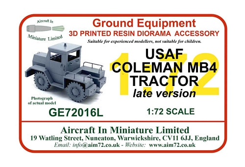 AIM - Ground Equipment GE72016L 1:72 Coleman MB-4 Tractor Late Version