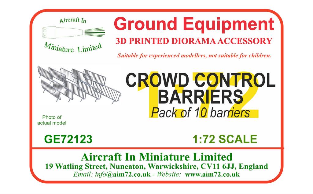 AIM - Ground Equipment GE72123 1:72 Crowd Control Barriers (pack of 10 each one is 30mm long) 3D-Printed