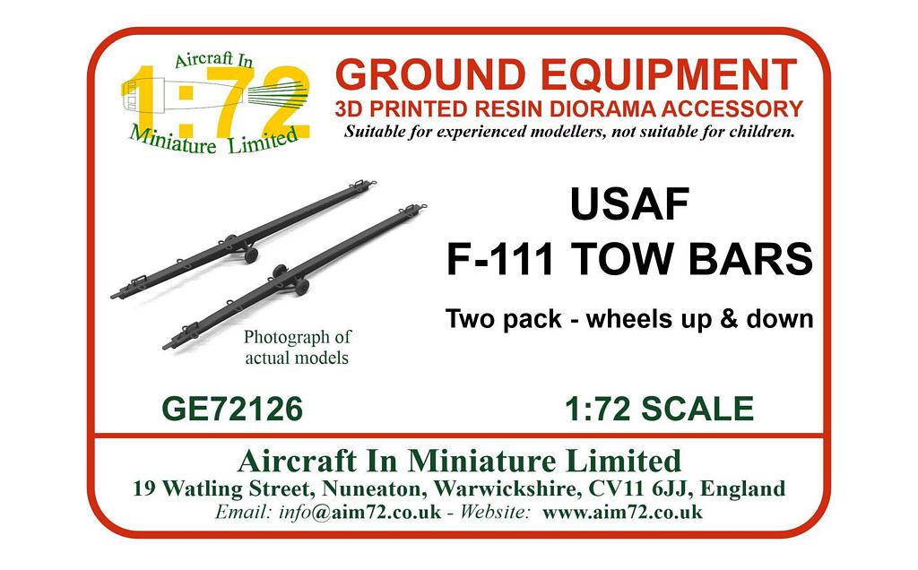 AIM - Ground Equipment GE72126 1:72  F-111A/F-111C tow bars double pack with wheels up and wheels down