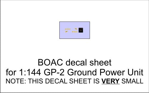 AIM - Ground Equipment Decals GED144021A 1:144 BOAC decal sheet for 1:144 Auto Diesel GP-2 Ground Power Unit