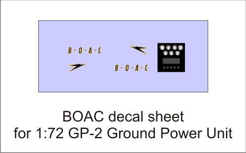 AIM - Ground Equipment Decals GED72021A 1:72 BOAC decal sheet for Auto Diesel GP-2 Ground Power Unit