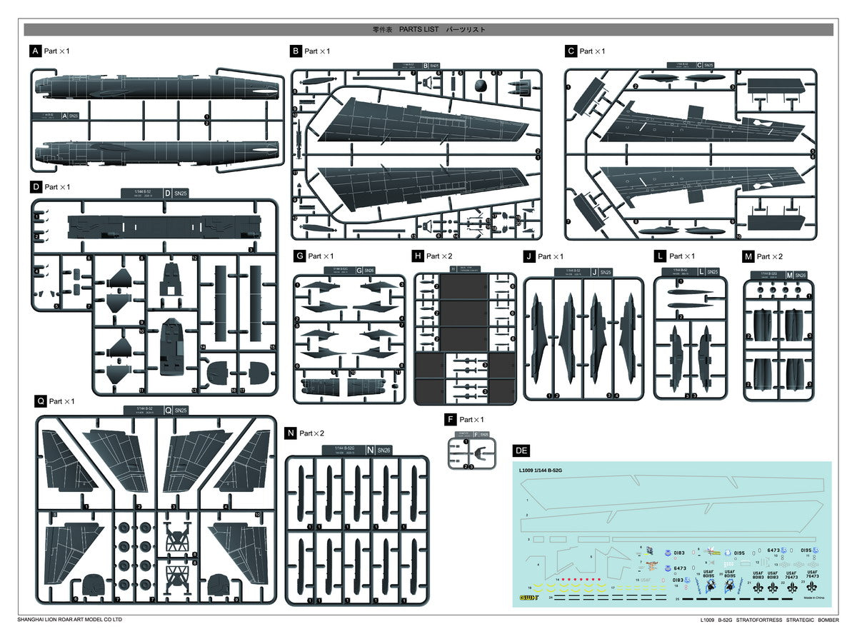 Great Wall Hobby L1009 1:144 Boeing B-52G Stratofortress Strategic Bomber