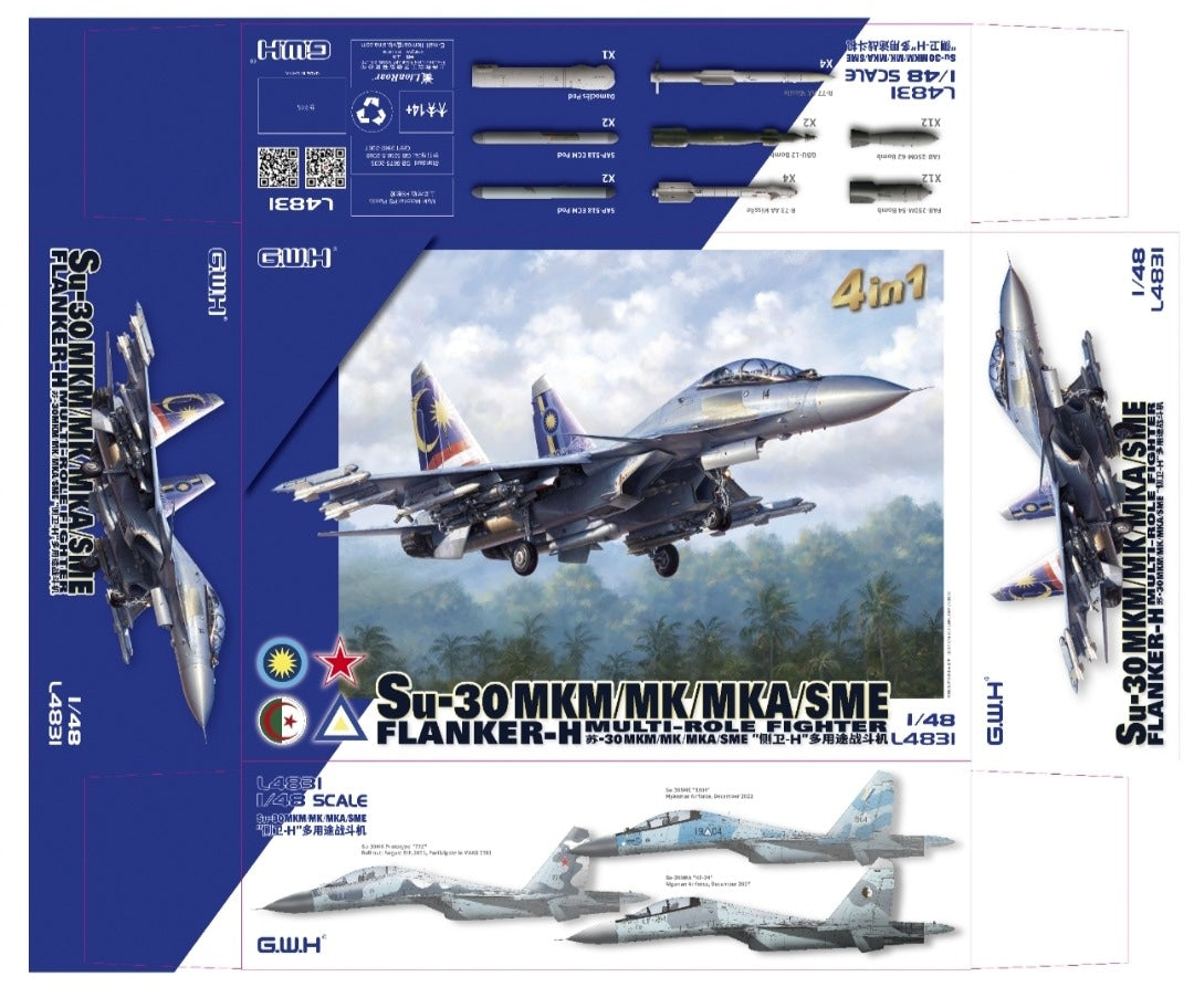 Great Wall Hobby L4831 1:48 Sukhoi Su-30MKM/MK/MKA/SME 'Flanker H' Multirole Fighter 4 in 1