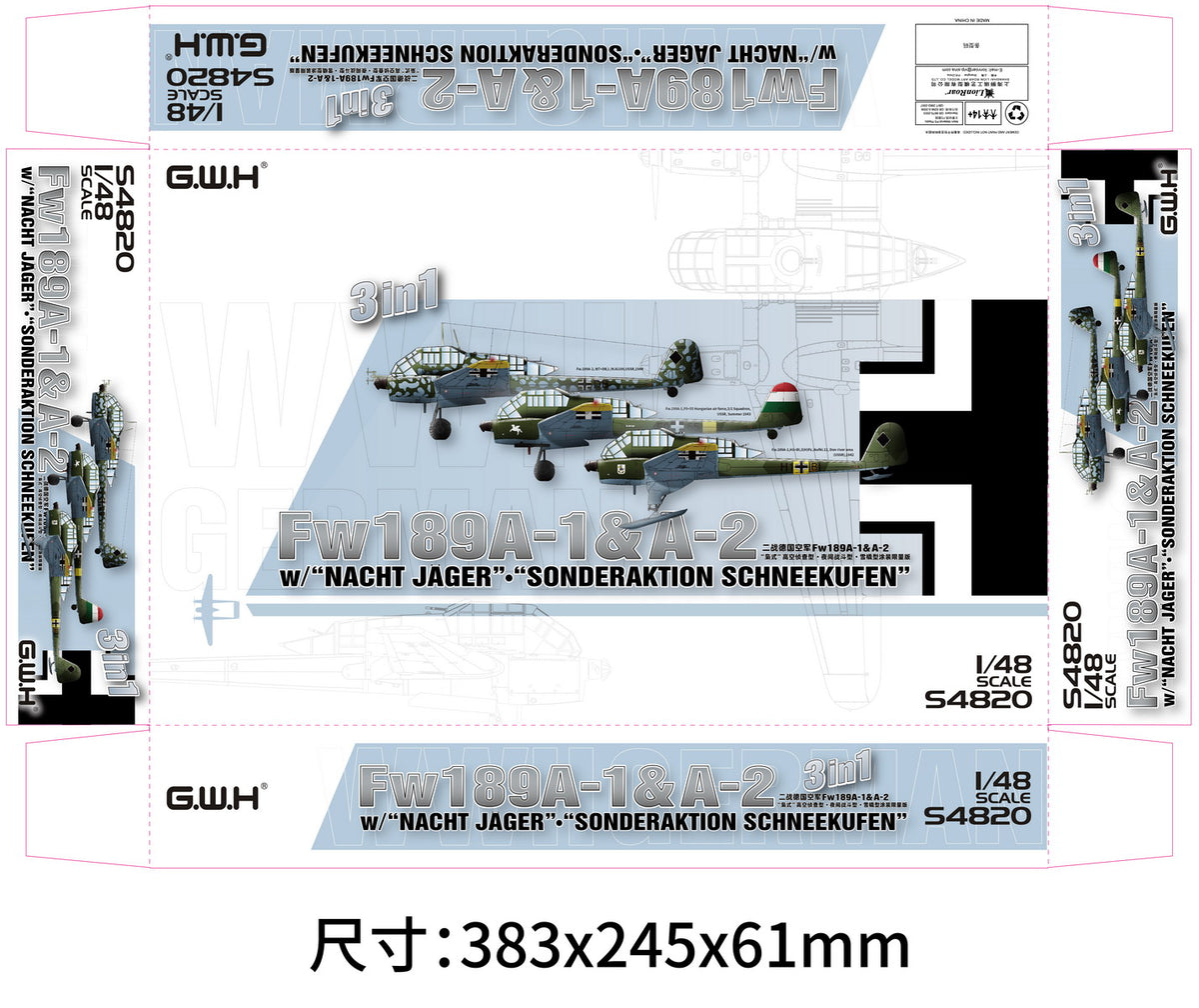 Great Wall Hobby S4820 1:48 Focke-Wulf Fw-189A1 &A2 with 'Nacht Jager' & 'Sonderaktion Schneekufen' 3 in 1
