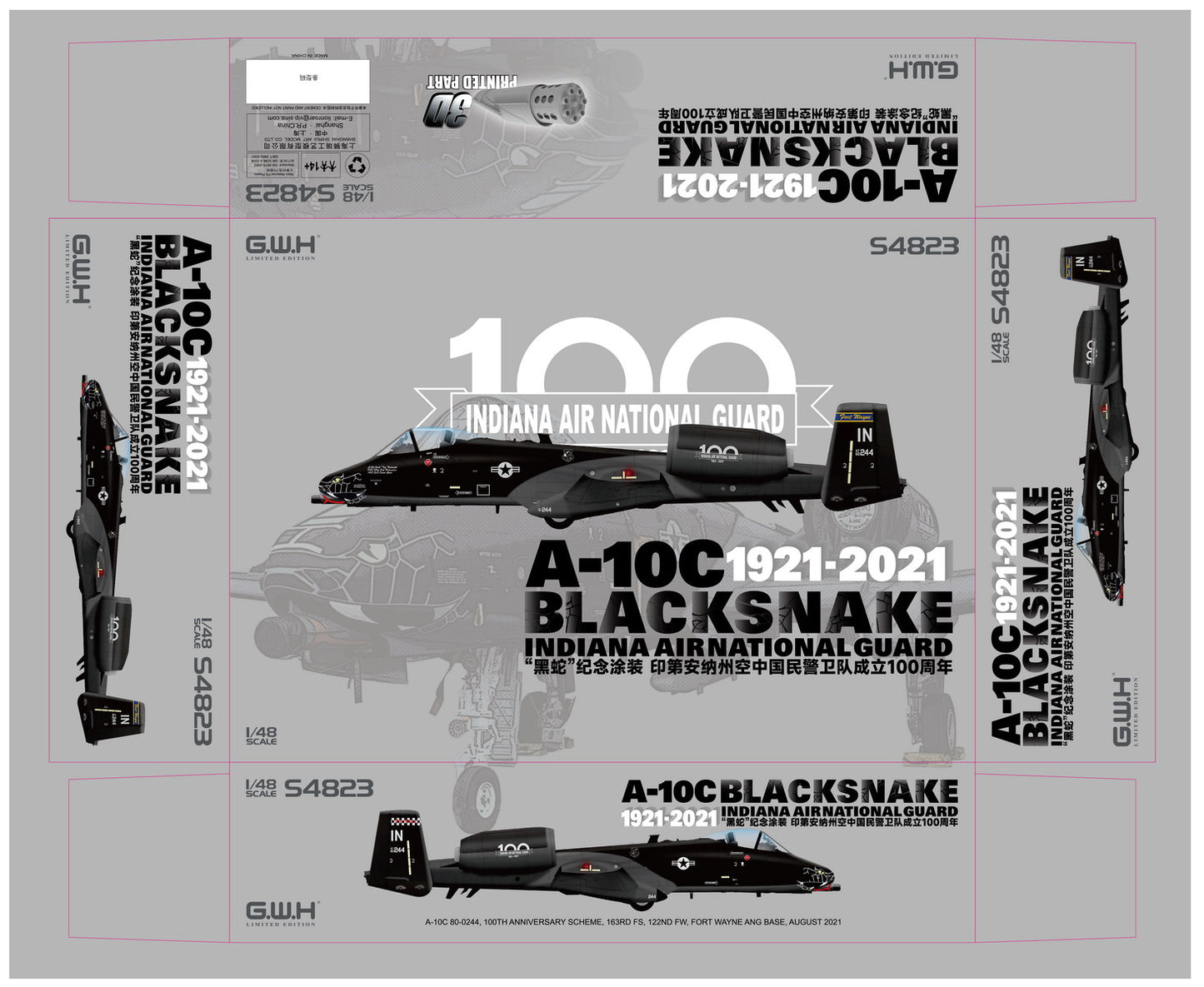 Great Wall Hobby S4823 1:48 A-10C Thunderbolt II Blacksnake, Indiana Air National Guard 1921-2021