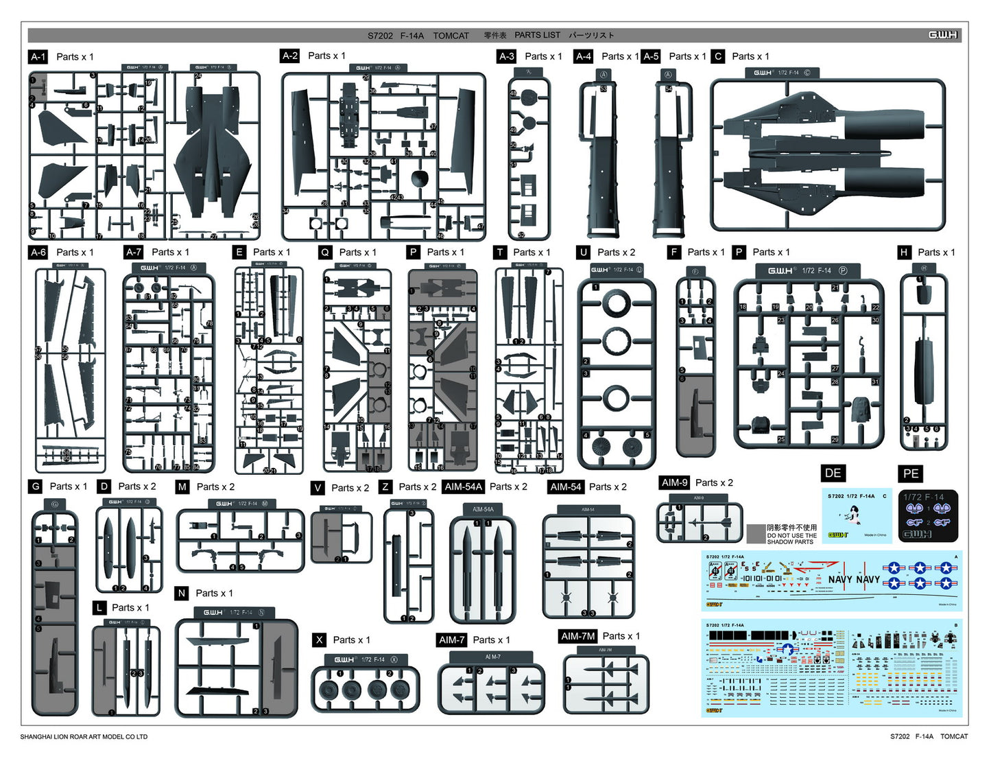 Great Wall Hobby S7202 1:72 Grumman F-14A Tomcat VF-41 'Black Aces' with Special PE & Decal