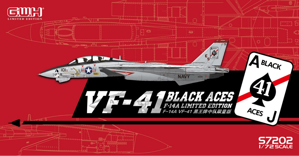 Great Wall Hobby S7202 1:72 Grumman F-14A Tomcat VF-41 'Black Aces' with Special PE & Decal