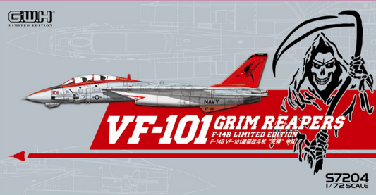 Great Wall Hobby S7204 1:72 Grumman F-14B Tomcat US Navy VF-101 'Grim Reapers' with Special Decal Digital Camouflage Limited Edition