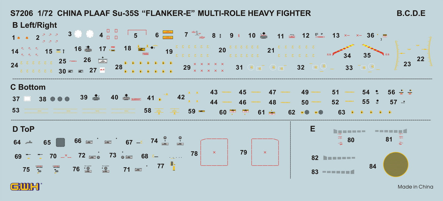 Great Wall Hobby S7206 1:72 Sukhoi Su-35S Flanker E PLAAF Multirole Fighter