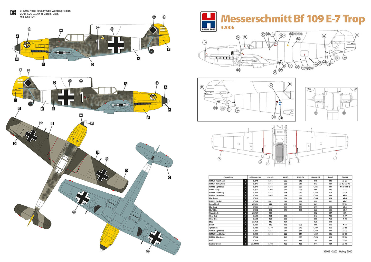 Hobby 2000 32006 1:32 Messerschmitt Bf109 E-7 trop