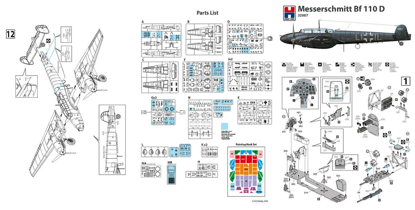 Hobby 2000 32007 1:32 Messerschmitt Bf110D