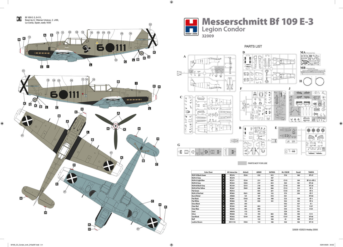 Hobby 2000 K32009 1:32 Messerschmitt Bf-109E-3 Legion Condor