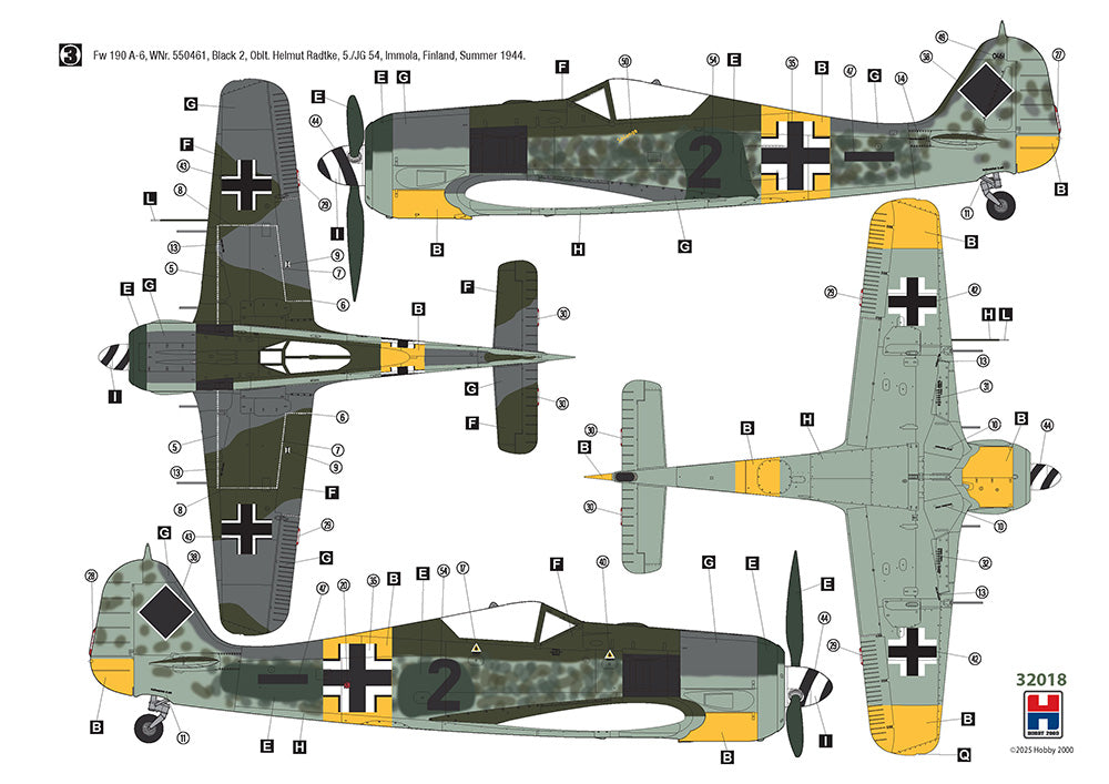 Hobby 2000 32018 1:32 Focke-Wulf Fw-190A-6 Eastern Front Hasegawa + Cartograf + Masks