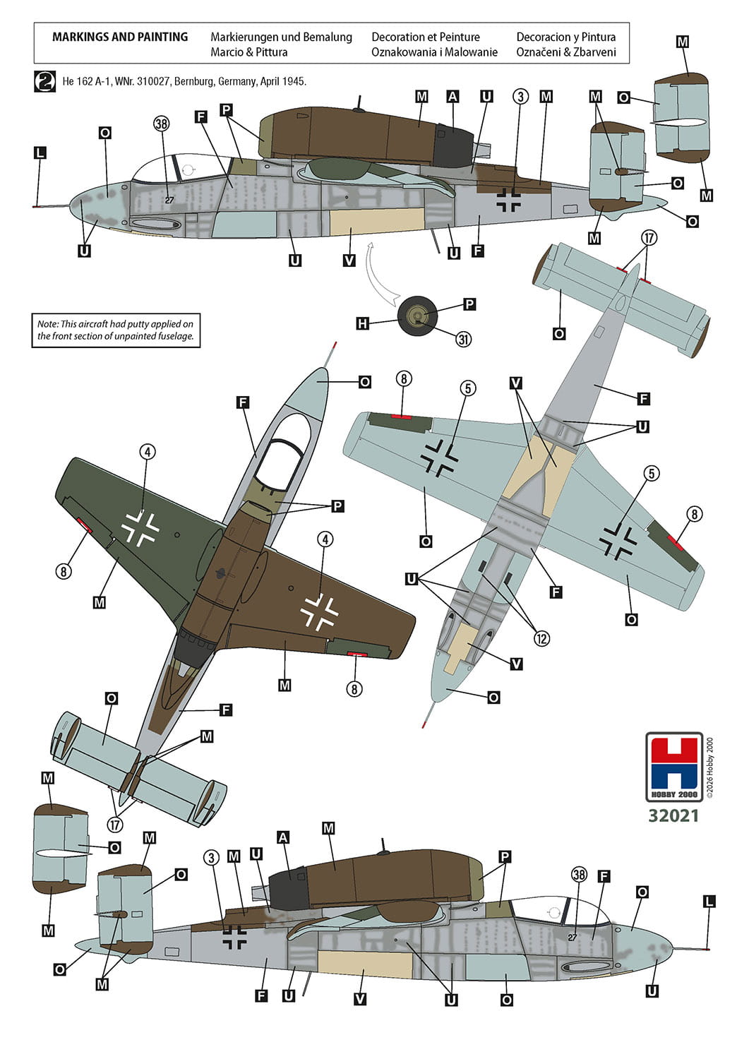 Hobby 2000 32021 1:32 Heinkel He-162A-1 Salamander