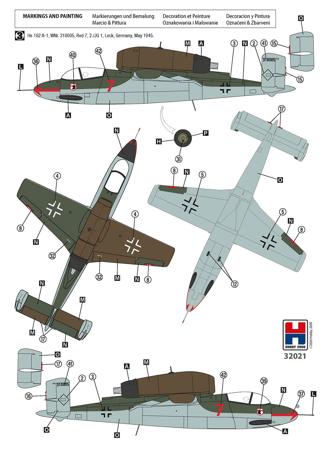 Hobby 2000 32021 1:32 Heinkel He-162A-1 Salamander