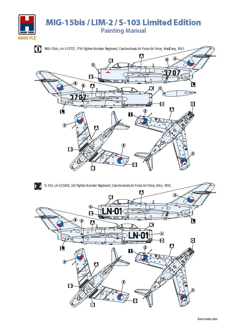 Hobby 2000 K48007LE 1:48 Mikoyan MiG-15bis / S-103 Limited Edition 48007 + Eduard accessories