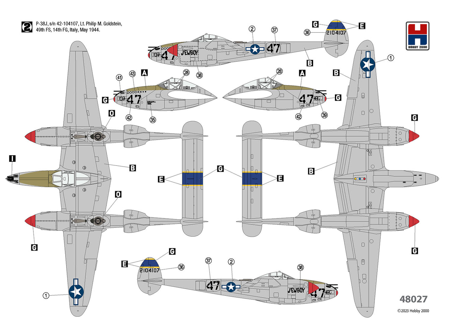 Hobby 2000 48027 1:48 Lockheed P-38J Lightning ETO 1944