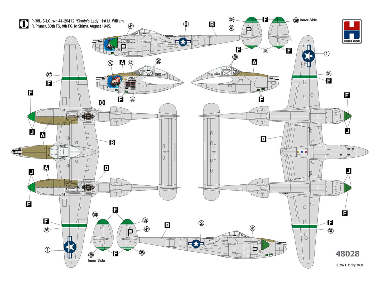 Hobby 2000 48028 1:48 Lockheed P-38L Lightning 80th Fighter Squadron