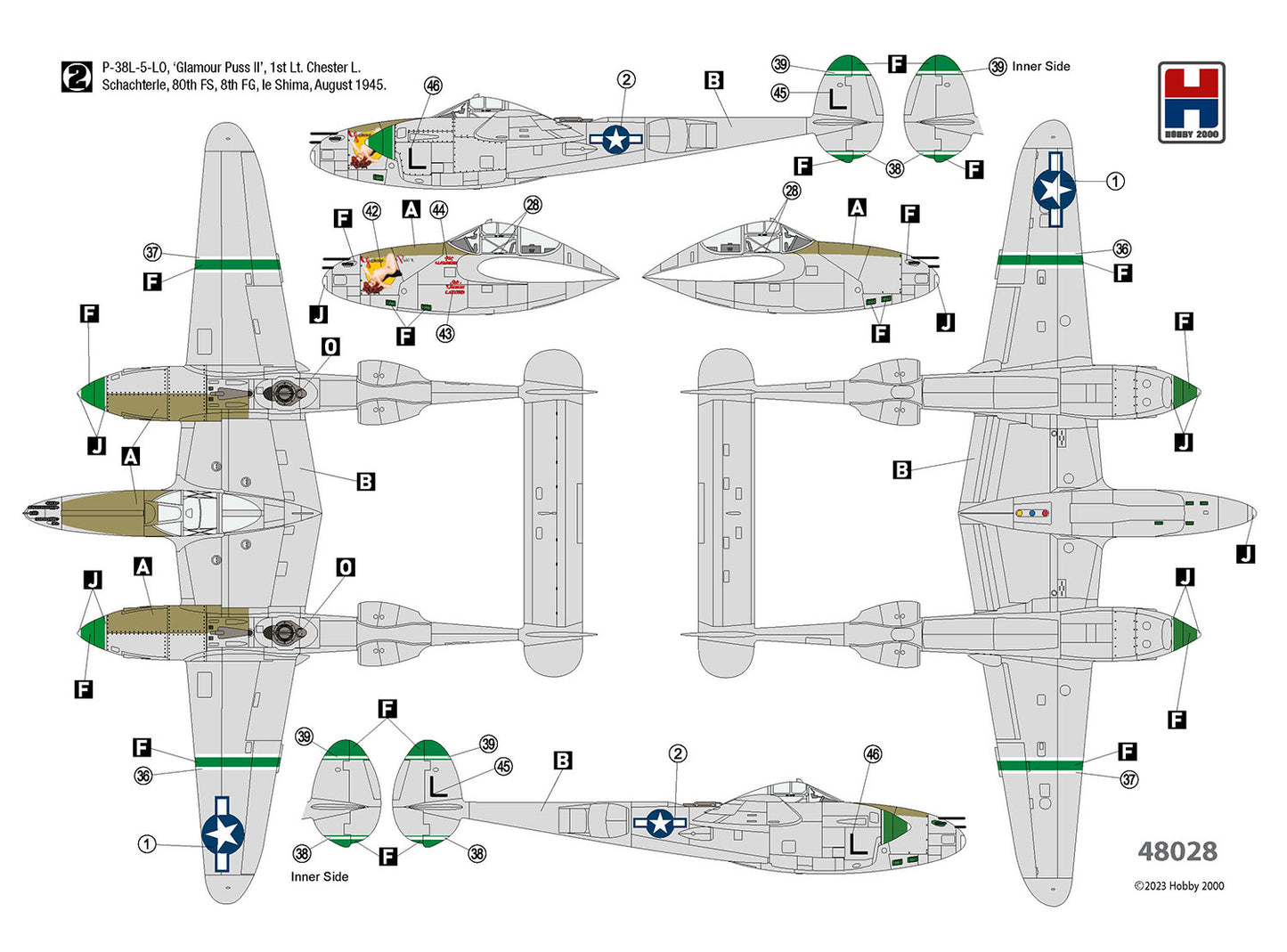 Hobby 2000 48028 1:48 Lockheed P-38L Lightning 80th Fighter Squadron