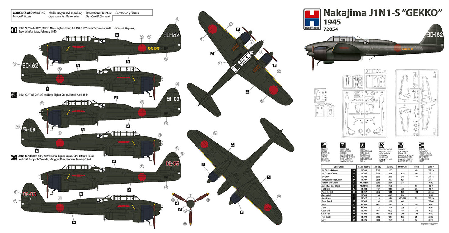 Hobby 2000 K72054 1:72 Nakajima J1N1-S 'GEKKO' 1945