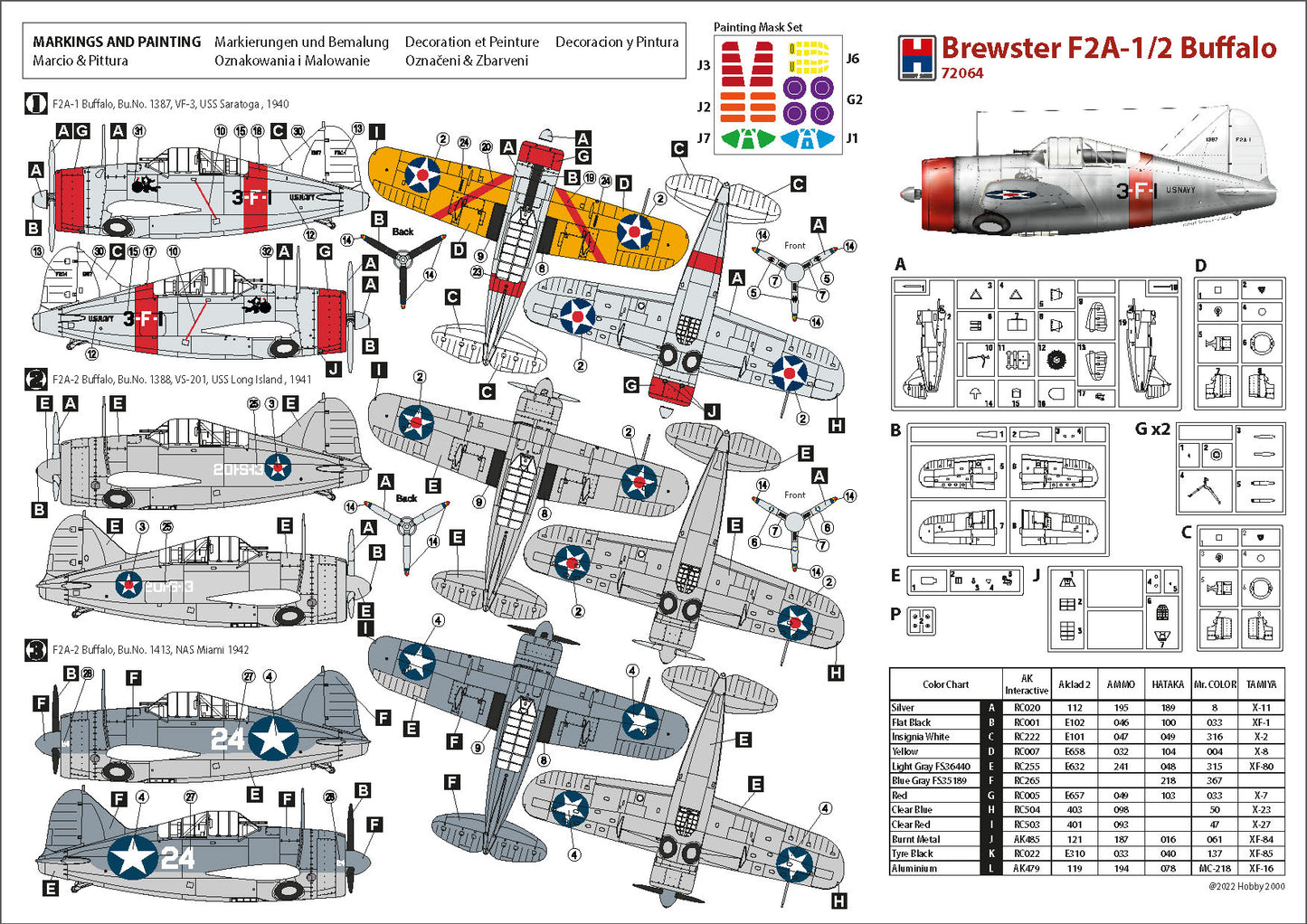 Hobby 2000 72064 1:72 Brewster F2A-1/2 Buffalo