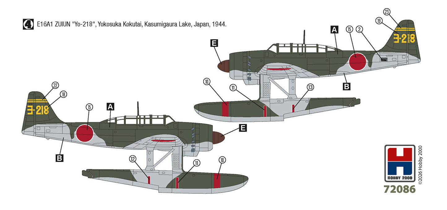 Hobby 2000 72086 1:72 Aichi E16A1 Zuiun floatplane Early version