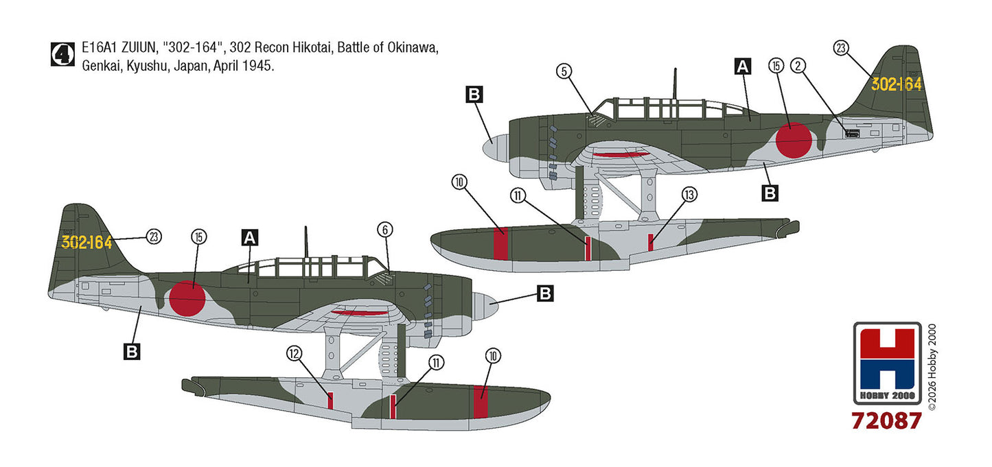 Hobby 2000 72087 1:72 Aichi E16A1 Zuiun floatplane Late version