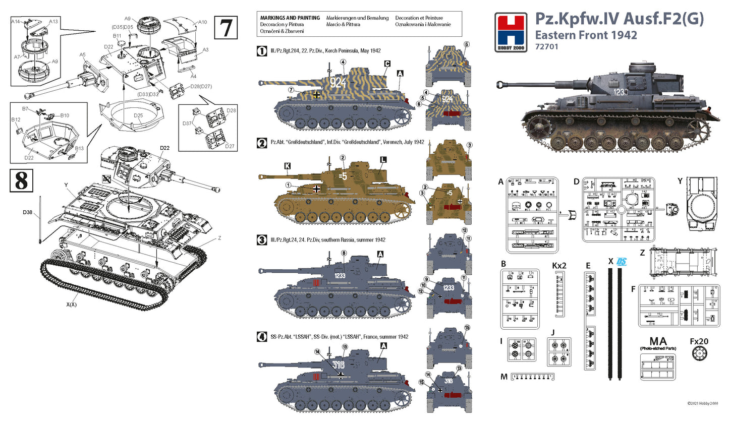 Hobby 2000 K72701 1:72 Pz.Kpfw.IV Ausf.F2 (G) Eastern Front 1942