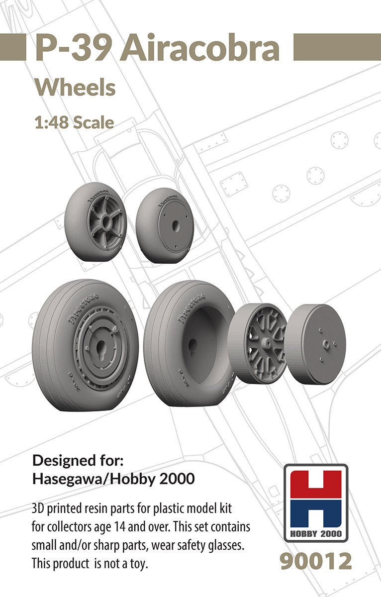 Hobby 2000 90012 1:48 Bell P-39Q/N Airacobra Wheels 3D-printed
