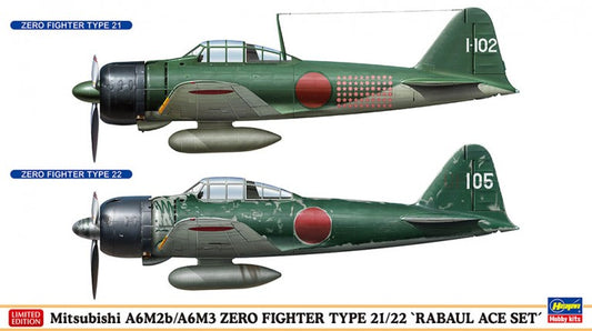 Hasegawa 02437 1:72 Mitsubishi A6M2B/A6M3 Zero Fighter Type 21/22 Rabaul Ace Set