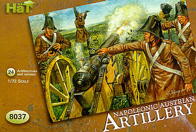 HAT Industrie 8037 1:72 Napoleonic Austrian Artillery 4 cannon with 24 crew