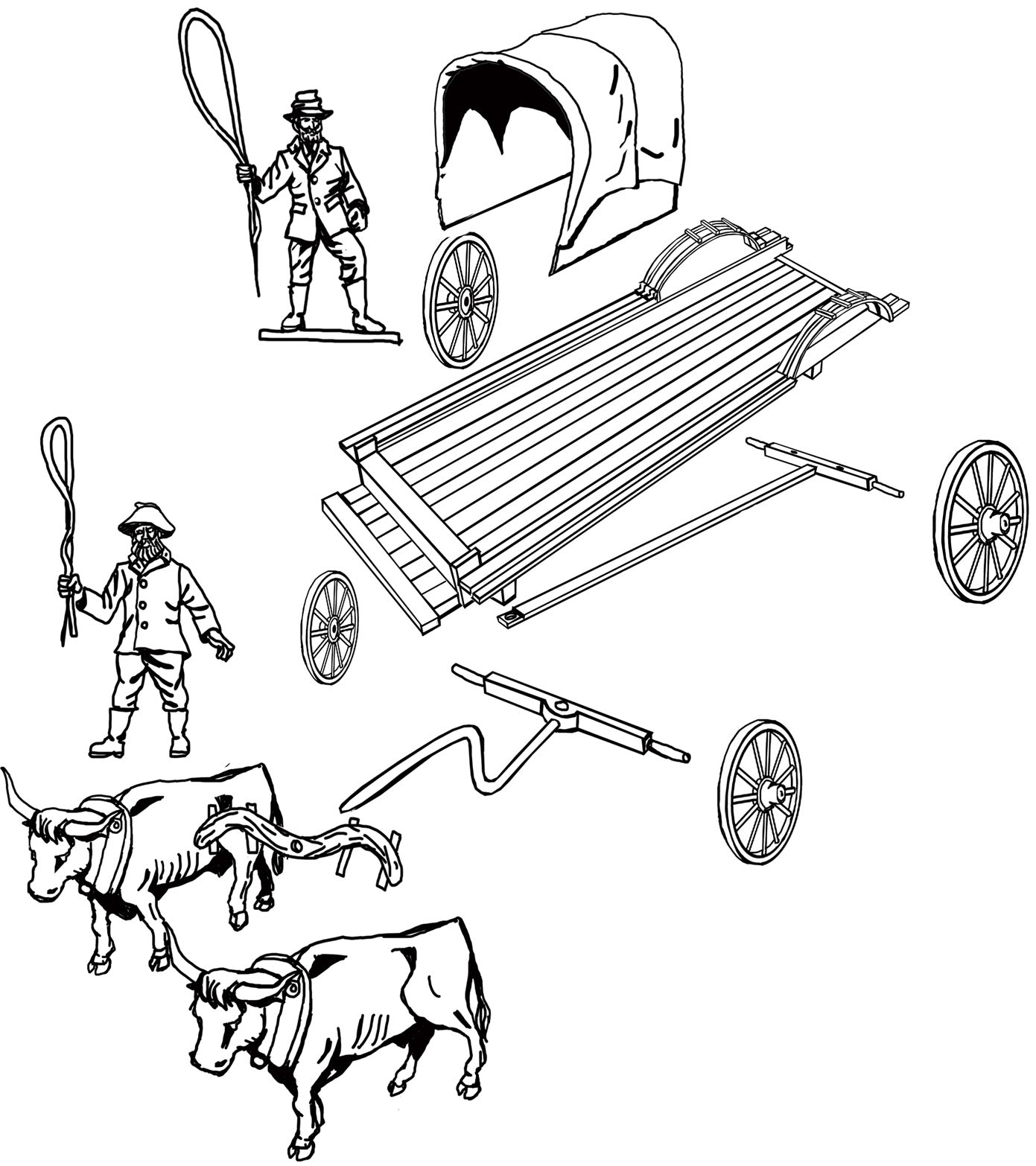 HAT Industrie 8286 1:72 Colonial Ox drawn Wagon (3 wagons per box)