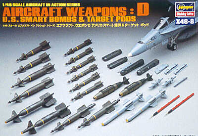 Hasegawa X4808 1:48 U.S. Smart Bombs & Target Pods Aircraft Weapons Set D