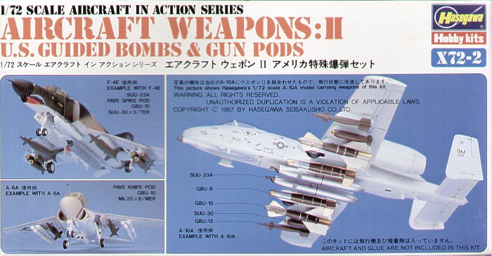 Hasegawa X7202 1:72 U.S. Guided Bombs and Gun Pods