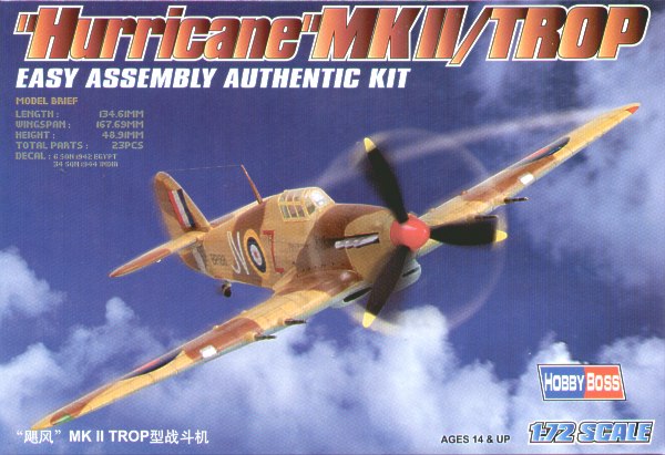 Hobby Boss 80216 1:72 Hawker Hurricane Mk.II Tropical Version 'Easy Build'