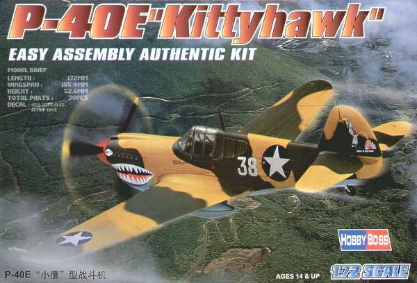 Hobby Boss 80250 1:72 Curtiss P-40E Kittyhawk/Warhawk 'Easy Build'