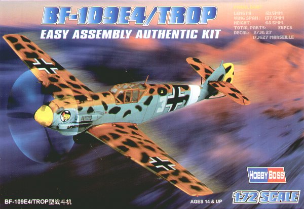 Hobby Boss 80261 1:72 Messerschmitt Bf-109E-4 Tropical Version 'Easy Build'