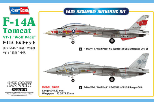 Hobby Boss 80279 1:72 Grumman F-14A Tomcat VF-1 Wolf Pack