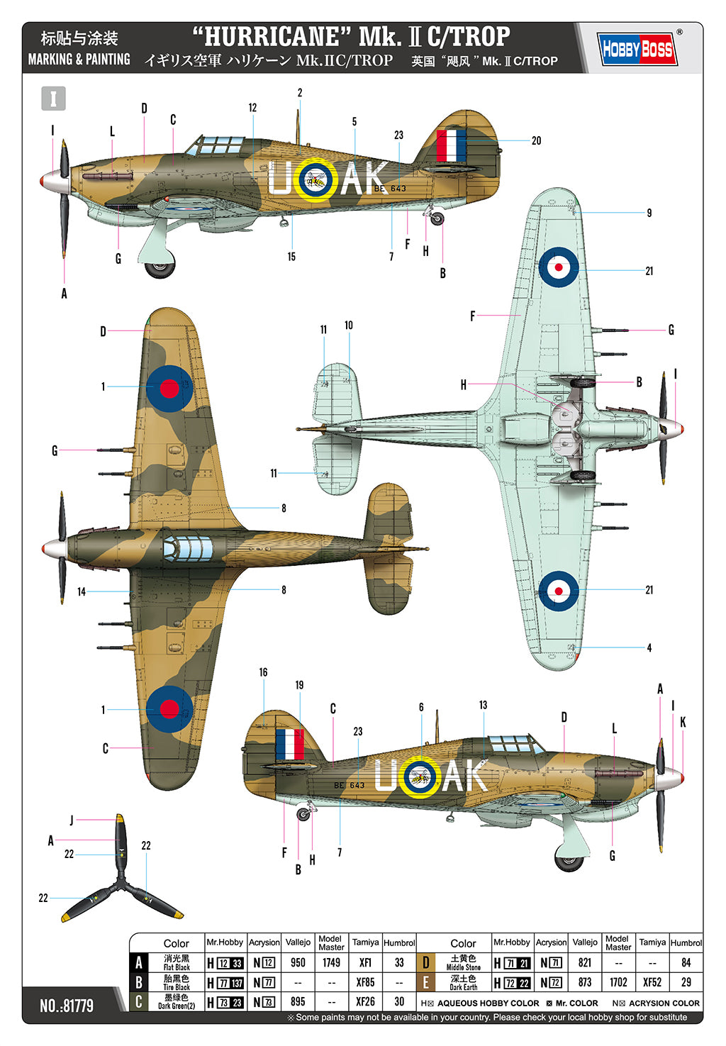 Hobby Boss 81779 1:48 Hawker Hurricane Mk.IIC/Trop