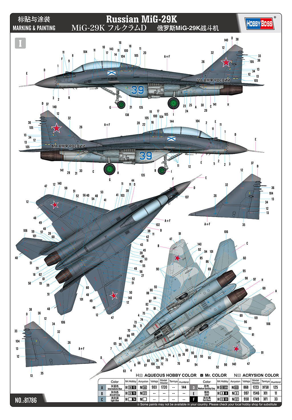 Hobby Boss 81786 1:48 Mikoyan MiG-29K Fulcrum