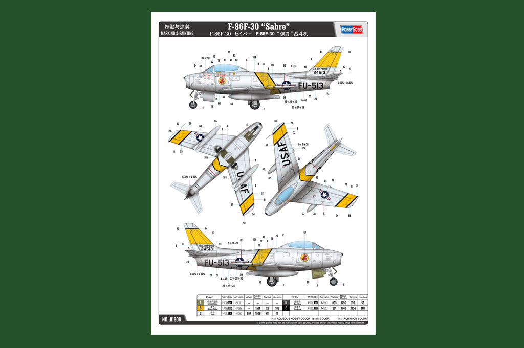 Hobby Boss 81808 1:18 F-86F-30 Sabre