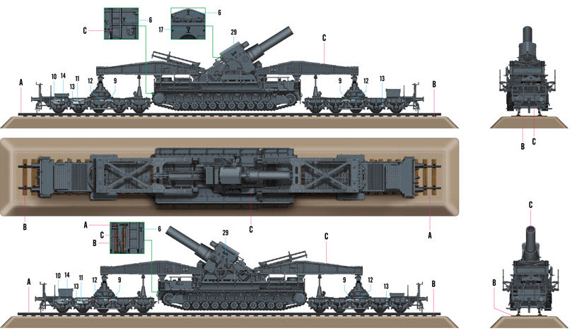 Hobby Boss 82961 1:72 Karl Geraet 040/041 on Railway Transport