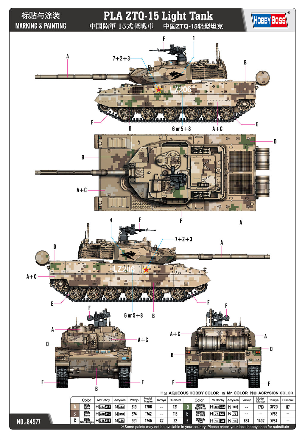 Hobby Boss 84577 1:35 PLA ZTQ-15 Light Tank The Type 15 (Chinese designated ZTQ-15)