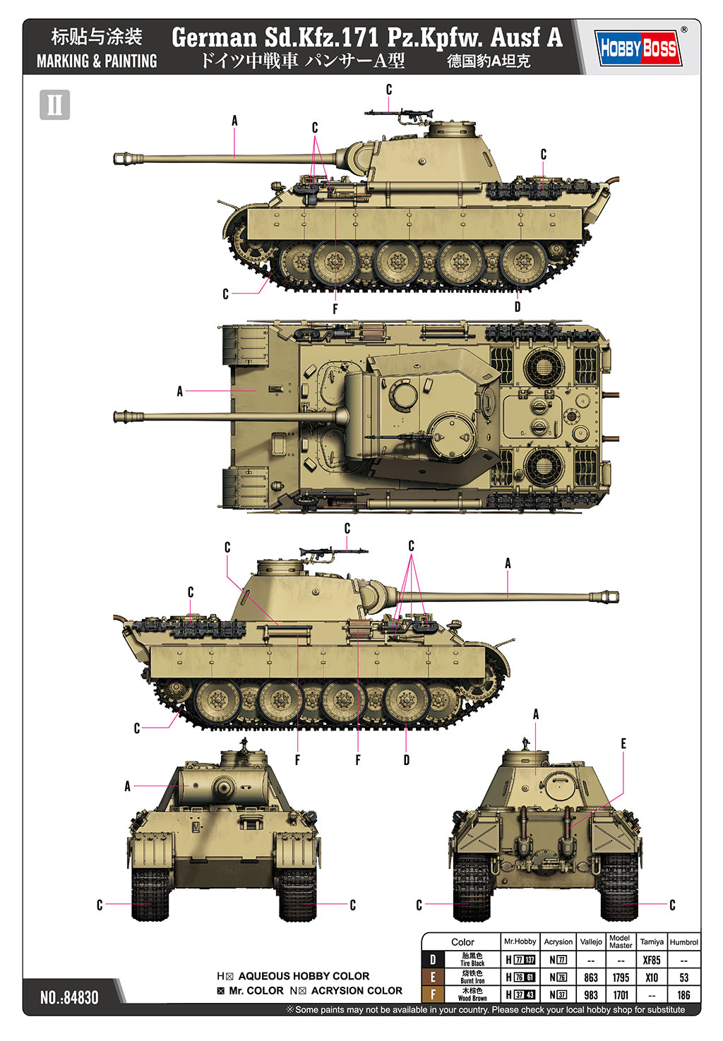 Hobby Boss 84830 1:48 Pz.Kpfw.V Ausf.A Panther Sd.Kfz.171