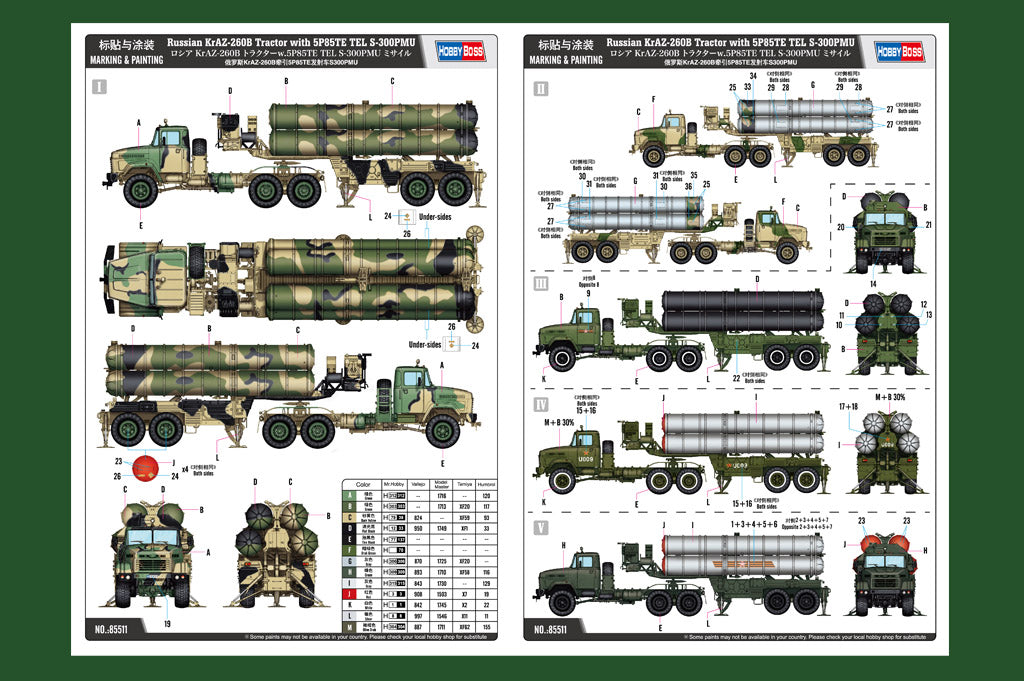 Hobby Boss 85511 1:35 Soviet KrAZ-260B Tractor with 5P85TE TEL S-300PMU