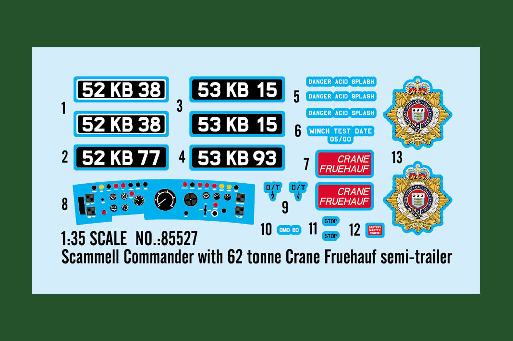 Hobby Boss 85527 1:35 Scammell Commander With 62 Tonne Crane Fruehauf Semi-Trailer